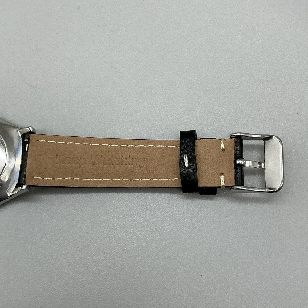 Akribos XXIV AK464BK Womens Watch 36mm Black Dial Leather Diamond New Battery